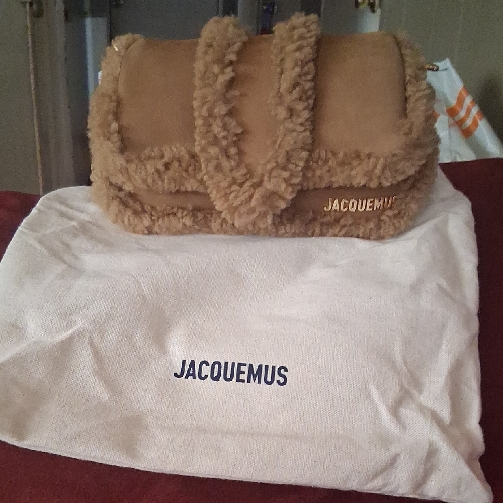 Jacquemus Beige Shearling Shoulder Bag